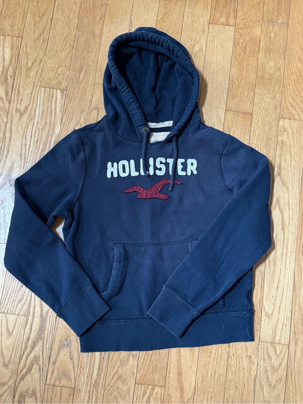 Hollister Mens Y2K Embroidered Logo Hooded Pullover Sweatshirt Sz M Mall Grunge